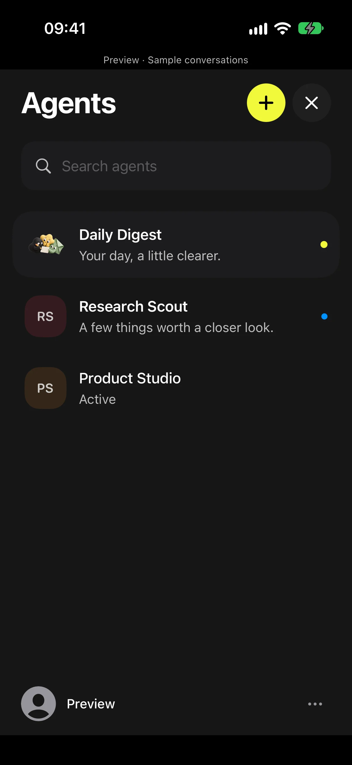 The Agents list in the Composal iPhone app